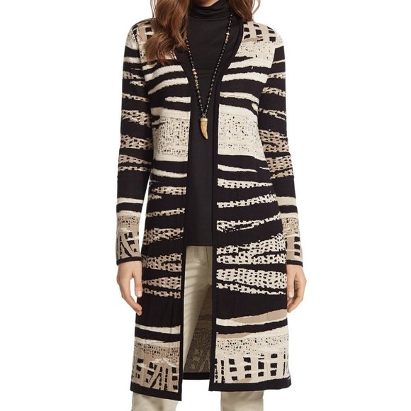 Chico's Analise Trible Jacquard Cardigan Size Medium - Picture 1 of 5